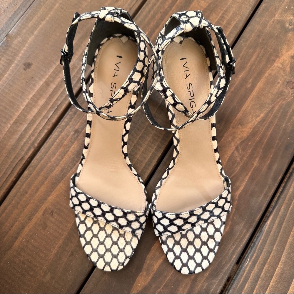Via Spiga High Heel Sandals | Size 9.5M (EU 39.5) | Snakeskin Print | Excellent - Picture 3 of 11